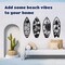 4 Pcs Metal Surf Board Wall Decor Summer Tropical Metal Surfboard Beach Signs Tropical Palm Tree Art Turtle Decoration Summer Wall Decor for Door(Black)